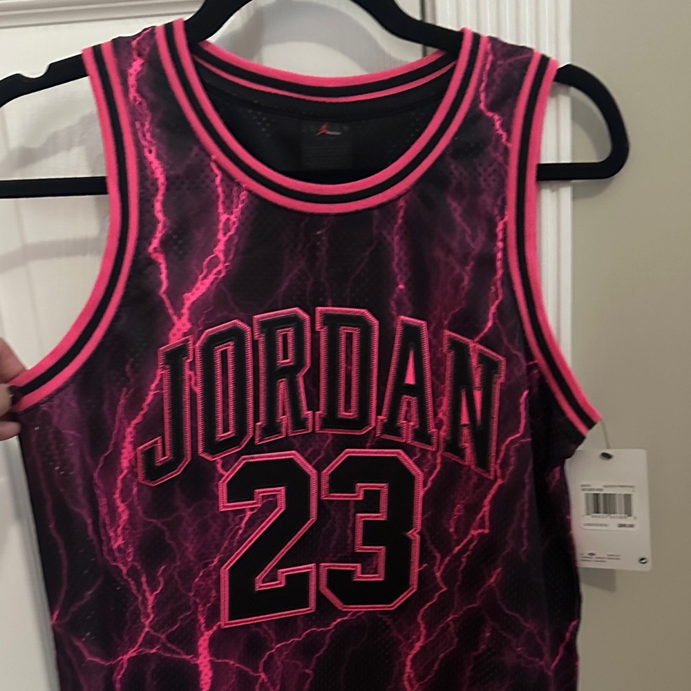 NWT- youth size large Jordan  Pink Lightning Graphic Tank